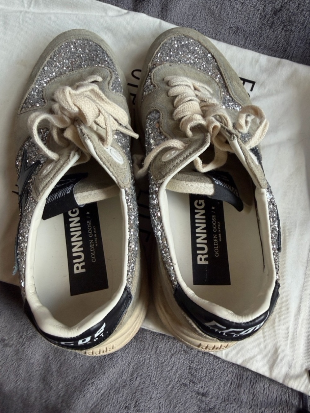 Golden Goose running soles with silver sparkles and dove grey - Picture 7 of 12